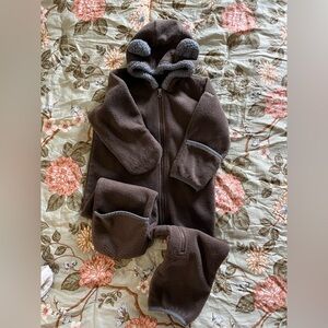 Columbia Brown Bear Fleece Baby Onesie with Hood